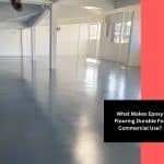 Polished commercial space highlighting epoxy flooring durability, offering chemical resistance and long-lasting strength for high-traffic use.