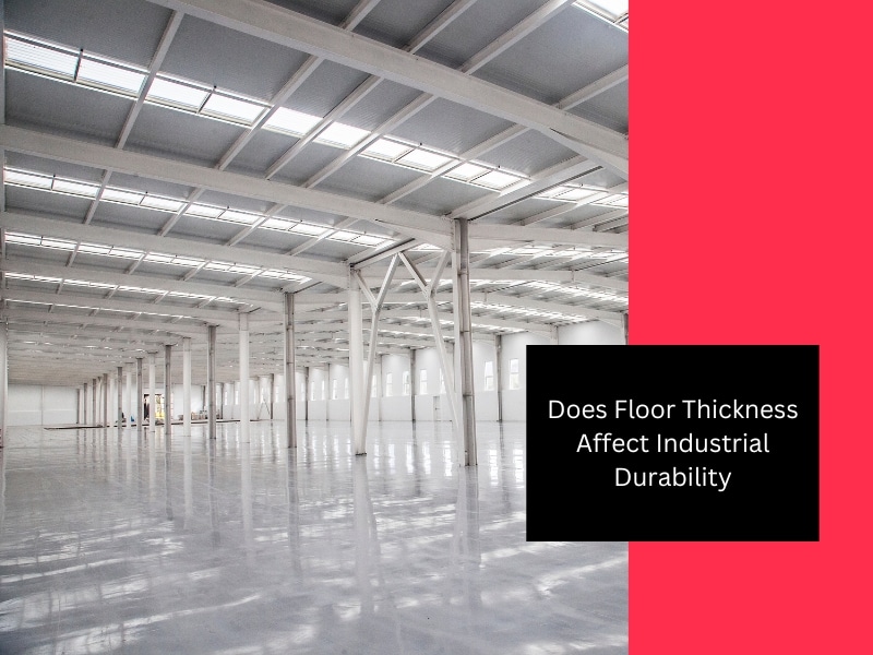 A large warehouse with an open layout, showcasing the importance of floor thickness in industrial settings.